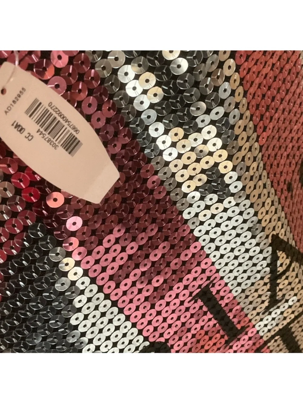 Victoria's Secret Pink and Silver Sequin Stripe Tote